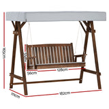3 Seater Outdoor Wooden Swing Chair Garden Bench