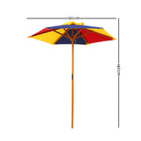 Kids Wooden Picnic Table Set with Umbrella - Mixed Colours