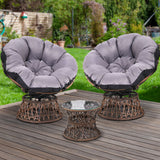 Gardeon Outdoor Lounge Setting Furniture Wicker Papasan Chairs Table Patio Brown