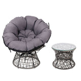 Gardeon Outdoor Lounge Setting Furniture Wicker Papasan Chairs Table Patio Grey