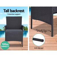 Gardeon 4 Piece Outdoor Lounge Setting Patio Furniture Sofa Set Black