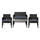 Gardeon 4 PCS Outdoor Lounge Setting Wicker Sofa Set Garden Furniture Black