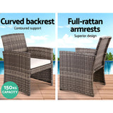 Gardeon 4 PCS Outdoor Lounge Setting Wicker Sofa Set Grey Storage Cover