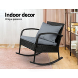 Outdoor Furniture Rocking Chair Wicker Garden Patio Lounge Setting Black