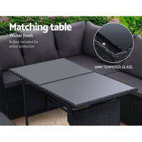 9 Seater Outdoor Wicker Dining Sofa Set - Black