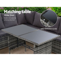 9 Seater Outdoor Wicker Dining Sofa Set - Grey