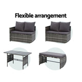 9 Seater Outdoor Wicker Dining Sofa Set with Storage Cover - Grey