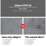 Instahut Shade Sail 4x6m Rectangle 280GSM 98% Grey Shade Cloth