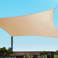 Instahut Waterproof Shade Sail 4x6m Rectangle Sand 95% Shade Cloth