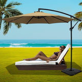 Instahut 3m Umbrella w/Base Outdoor Cantilever Beach Garden Patio Parasol Beige