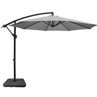 3M Cantilever Outdoor Umbrella with 50 x 50cm Base - Grey