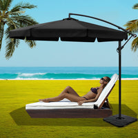 Instahut 3m Outdoor Umbrella w/Base Cantilever Garden Beach Patio Black