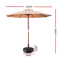 2.7 Metre Outdoor Umbrella with Base - Beige