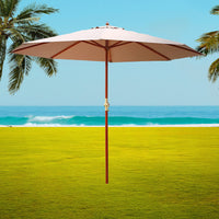 Instahut 3m Outdoor Umbrella Pole Umbrellas Beach Garden Sun Stand Patio Beige