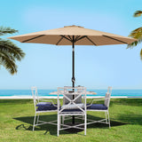 Instahut 3m Outdoor Umbrella w/Base Pole Tilt Beach Garden Patio Beige