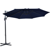 Outdoor Umbrella 3M Roma Cantilever Beach Furniture Garden 360 Degree Navy