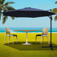 Outdoor Umbrella 3M Roma Cantilever Beach Furniture Garden 360 Degree Navy
