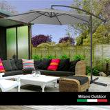 Milano Outdoor 3 Metre Cantilever Umbrella UV Sunshade Garden Patio Deck - Grey