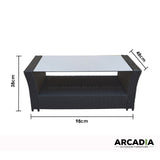 Arcadia Furniture Outdoor 4 Piece Sofa Lounge Set Wicker Rattan Garden - Black and Grey