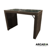 Arcadia Furniture Outdoor 5 Piece Bar Table Set Rattan and Cushions Patio Dining - Oatmeal and Grey