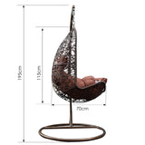 Arcadia Furniture Hanging Basket Egg Chair Outdoor Wicker Rattan Patio Garden - Brown and Coffee