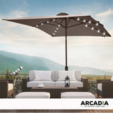 Arcadia Furniture Umbrella 3 Metre Umbrella with Solar LED Lights Garden Yard - Charcoal