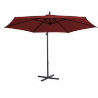 Milano 3M Outdoor Umbrella Cantilever With Protective Cover Patio Garden Shade - Crimson