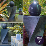 PROTEGE Solar Fountain Water Feature Outdoor 4 Bowl with LED Lights - Sand Colour