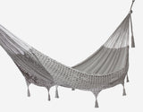 Outdoor undercover cotton Mayan Legacy hammock with hand crocheted tassels Queen Size Dream Sands