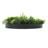 Flowering White Artificial Green Wall Disc UV Resistant 50cm (Black Frame)